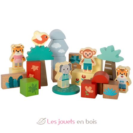 Blocs de construction en bois Jungle Friends LE12768 Small Foot company 3