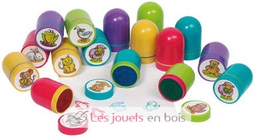 Tampon encreur avec personnage de Noël modèles assortis Ø 3,3 x H 7 cm :  Jeux et jouets pour enfants LES ZAMIS EN BOIS maison - botanic®