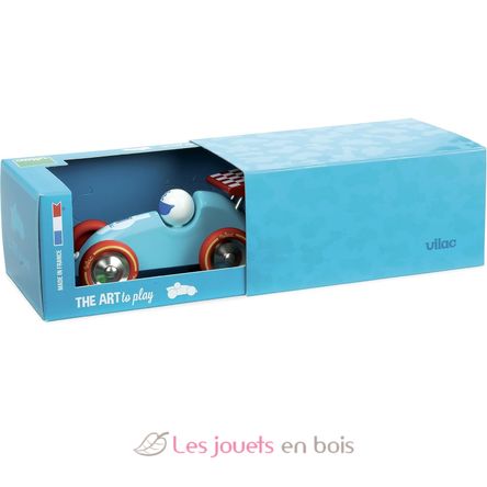 Voiture de course turquoise et rouge V2309B Vilac 3