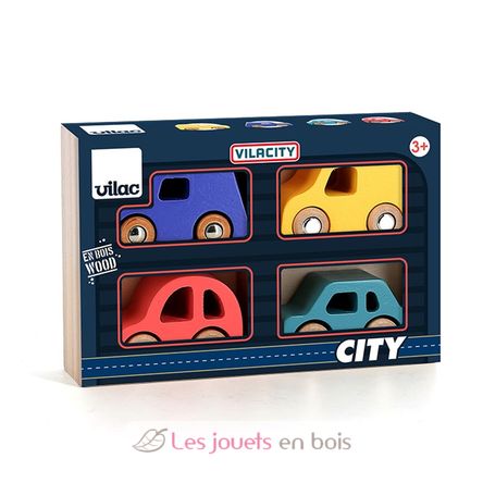 Coffret de 4 voitures en bois City V2370 Vilac 3