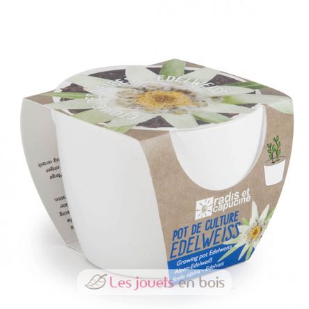 Pot céramique blanc 8 cm - Edelweiss RC-029656 Radis et Capucine 1