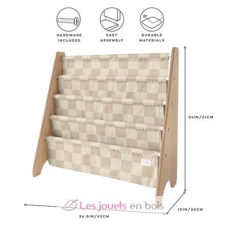 Bibliothèque enfant damier beige EFK-107-016-020 3 Sprouts 3