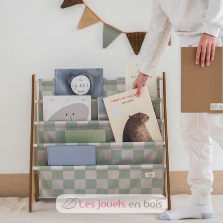 Bibliothèque enfant damier vert EFK-107-016-021 3 Sprouts 2