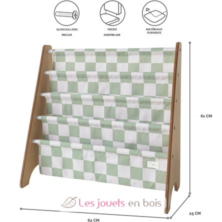 Bibliothèque enfant damier vert EFK-107-016-021 3 Sprouts 3