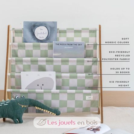 Bibliothèque enfant damier vert EFK-107-016-021 3 Sprouts 4
