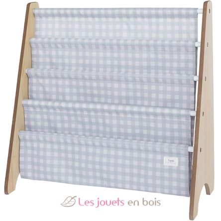 Bibliothèque enfant vichy bleu EFK-107-016-018 3 Sprouts 1