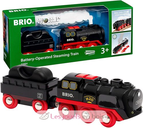 Train/Locomotive + 2 voitures avec rails à piles avec lumière