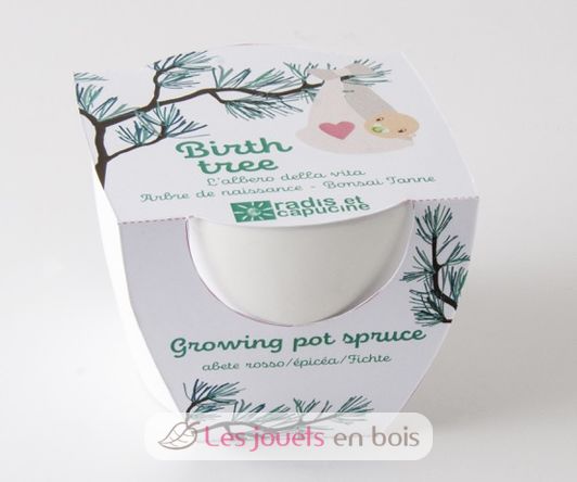 Pot céramique blanc 8 cm - Arbre de naissance RC-036595 Radis et Capucine 2