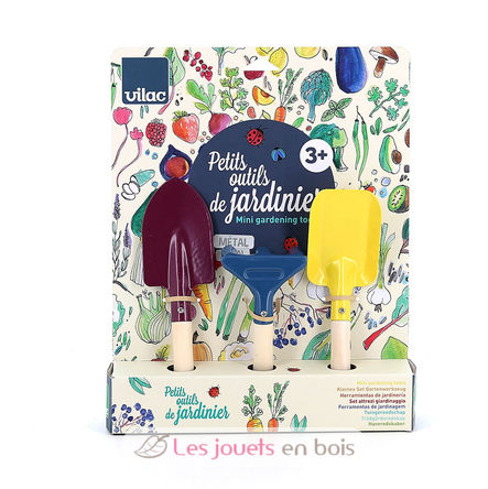 Petits outils de jardinier bois et métal V3803G Vilac 3