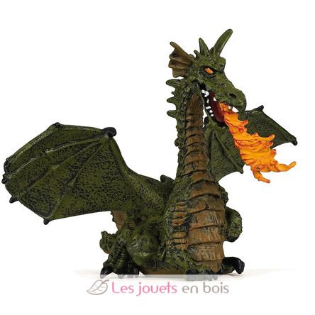 Figurine Dragon ailé vert avec flamme PA39025-2855 Papo 1