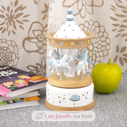 Boîte à musique carrousel bois naturel UL4128 Ulysse 6
