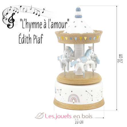 Boîte à musique carrousel bois naturel UL4128 Ulysse 4