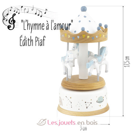 Petite boîte à musique carrousel bois naturel UL4129 Ulysse 3