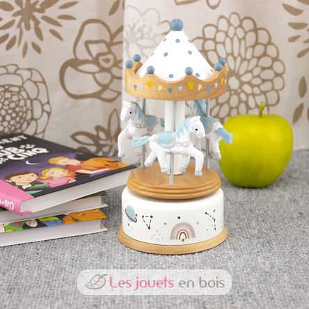 Petite boîte à musique carrousel bois naturel UL4129 Ulysse 7