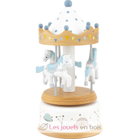 Petite boîte à musique carrousel bois naturel UL4129 Ulysse 5