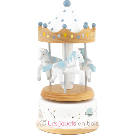 Petite boîte à musique carrousel bois naturel UL4129 Ulysse 1