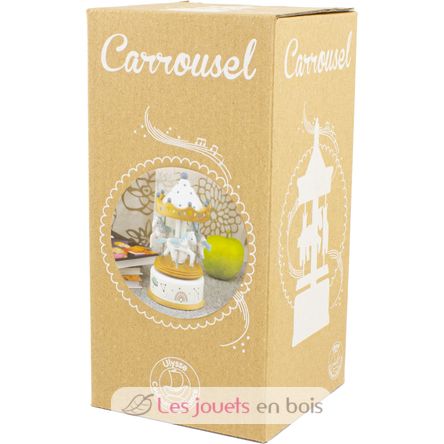 Petite boîte à musique carrousel bois naturel UL4129 Ulysse 6