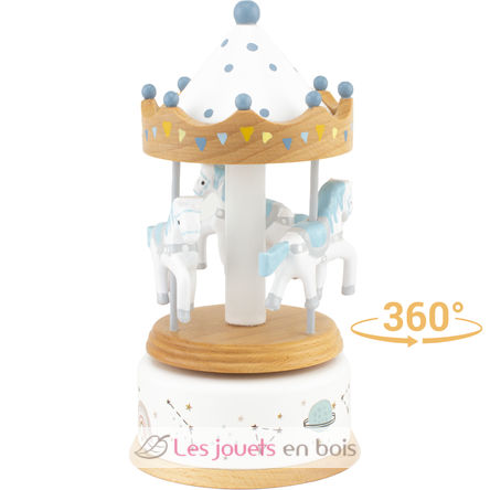 Petite boîte à musique carrousel bois naturel UL4129 Ulysse 2