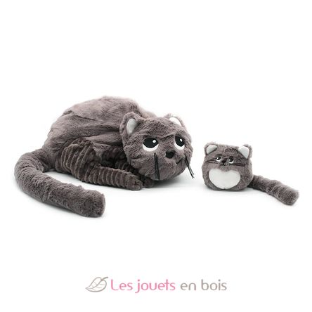Peluche chat maman et son bébé gris DE74801 Les Déglingos 3