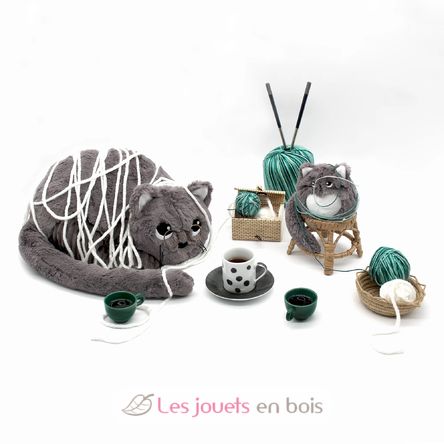 Peluche chat maman et son bébé gris DE74801 Les Déglingos 5