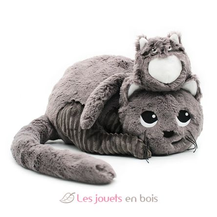 Peluche chat maman et son bébé gris DE74801 Les Déglingos 1