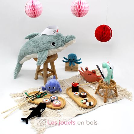 Peluche dauphin maman et son bébé bleu DE74901 Les Déglingos 9
