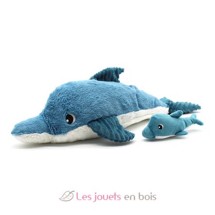 Peluche dauphin maman et son bébé bleu DE74901 Les Déglingos 1