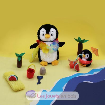 Peluche pingouin maman et son bébé noir DE75200 Les Déglingos 5