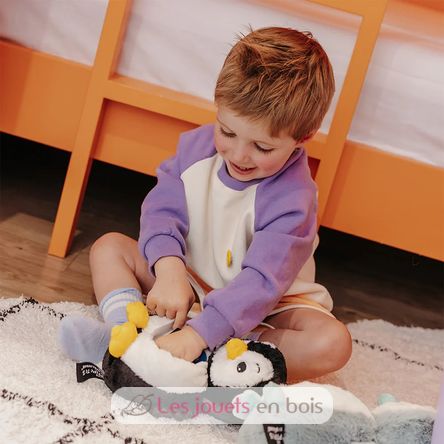Peluche pingouin maman et son bébé noir DE75200 Les Déglingos 3