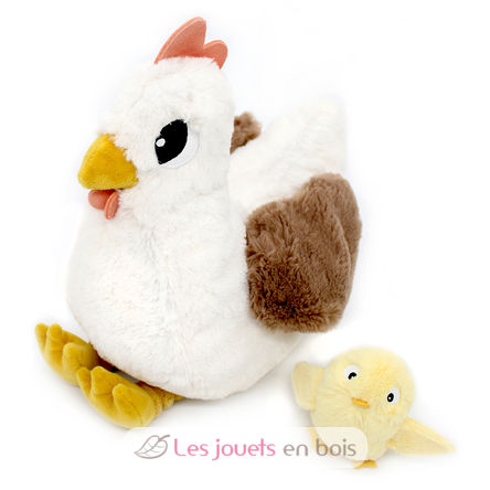 Peluche poule maman et son bébé DE76010 Les Déglingos 1