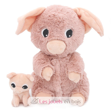 Peluche cochon maman et son bébé rose DE76020 Les Déglingos 1