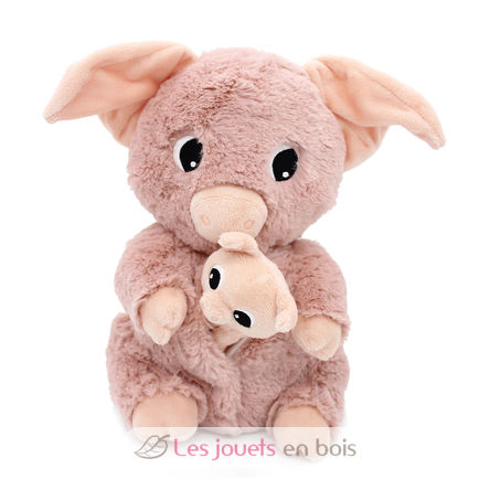Peluche cochon maman et son bébé rose DE76020 Les Déglingos 2
