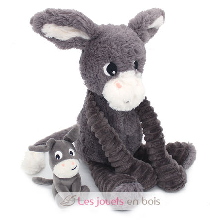 Peluche âne maman et son bébé gris DE76030 Les Déglingos 1