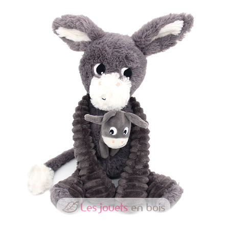 Peluche âne maman et son bébé gris DE76030 Les Déglingos 3