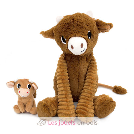 Peluche vache maman et son bébé marron DE76050 Les Déglingos 2