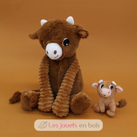 Peluche vache maman et son bébé marron DE76050 Les Déglingos 3