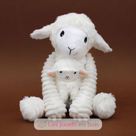 Peluche mouton maman et son bébé blanc DE76060 Les Déglingos 3