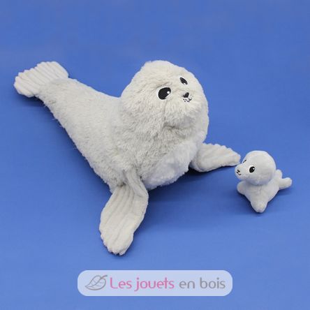 Peluche otarie maman et son bébé gris DE76100 Les Déglingos 4