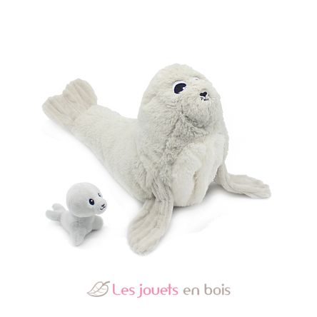 Peluche otarie maman et son bébé gris DE76100 Les Déglingos 1