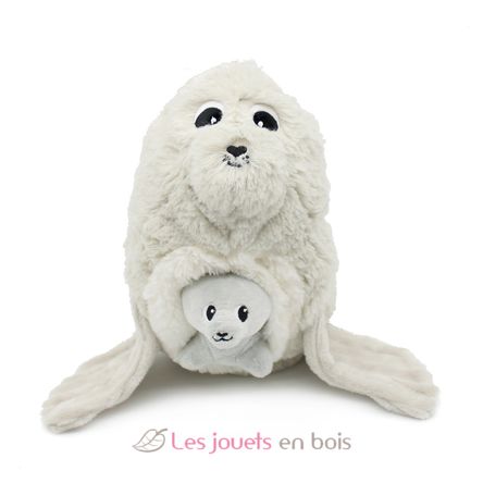 Peluche otarie maman et son bébé gris DE76100 Les Déglingos 3