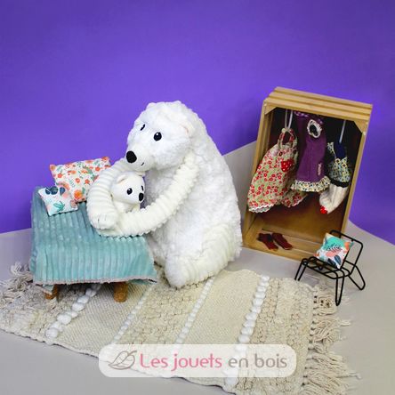 Peluche ours polaire maman et son bébé blanc DE76110 Les Déglingos 7