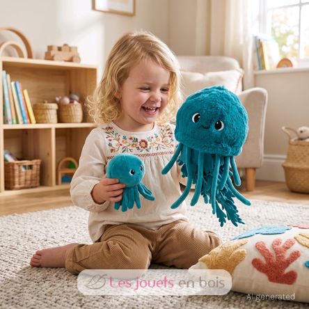 Peluche méduse maman et son bébé bleu DE75900 Les Déglingos 2