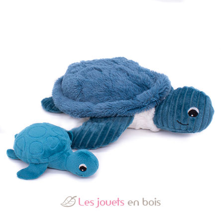 Peluche maman bébé tortue bleu DE73500 Les Déglingos 2