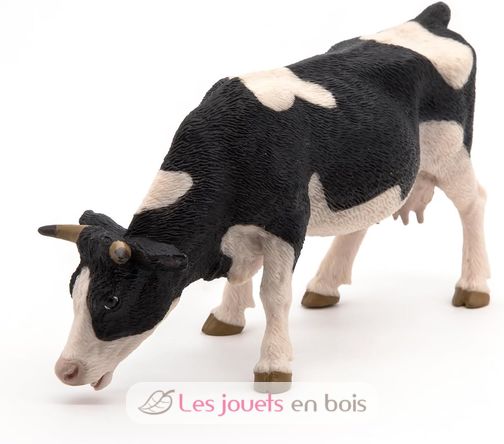 Figurine Vache noire et blanche broutant PA51150-3153 Papo 5