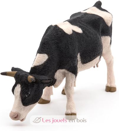 Figurine Vache noire et blanche broutant PA51150-3153 Papo 4