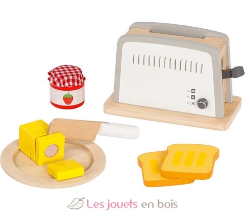 Set toaster en bois blanc et accessoires