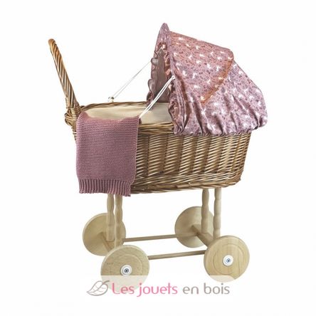 Landau en osier pour poupée avec couverture tricot - Egmont Toys -  Poussette poupée