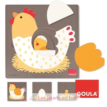 Puzzle poule oeuf poussin GO53027-4036 Goula 1