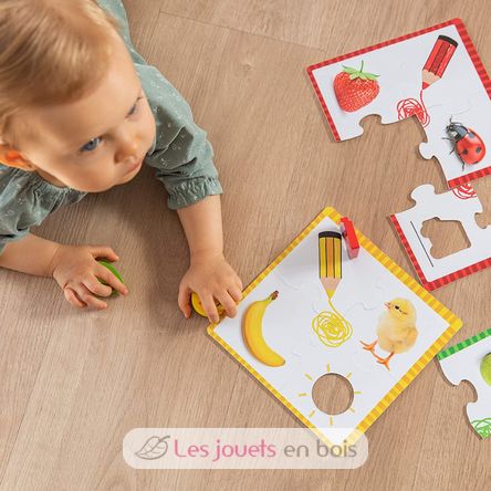 Puzzles en bois pour les tout-petits Bébé Age 2 3 4 ans Apprentissage  Couleur Perception Empilage Blocs de bois Garçon et fille Cadeaux  d'anniversaire