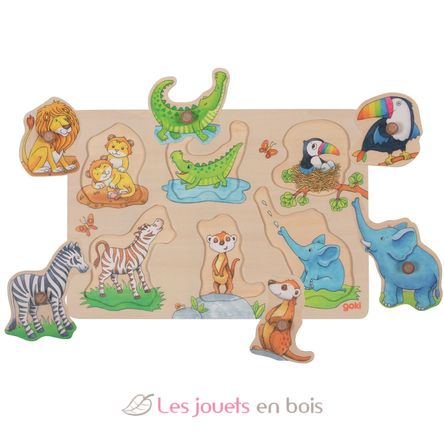 Puzzle à encastrements maman et son petit GK57310 Goki 1